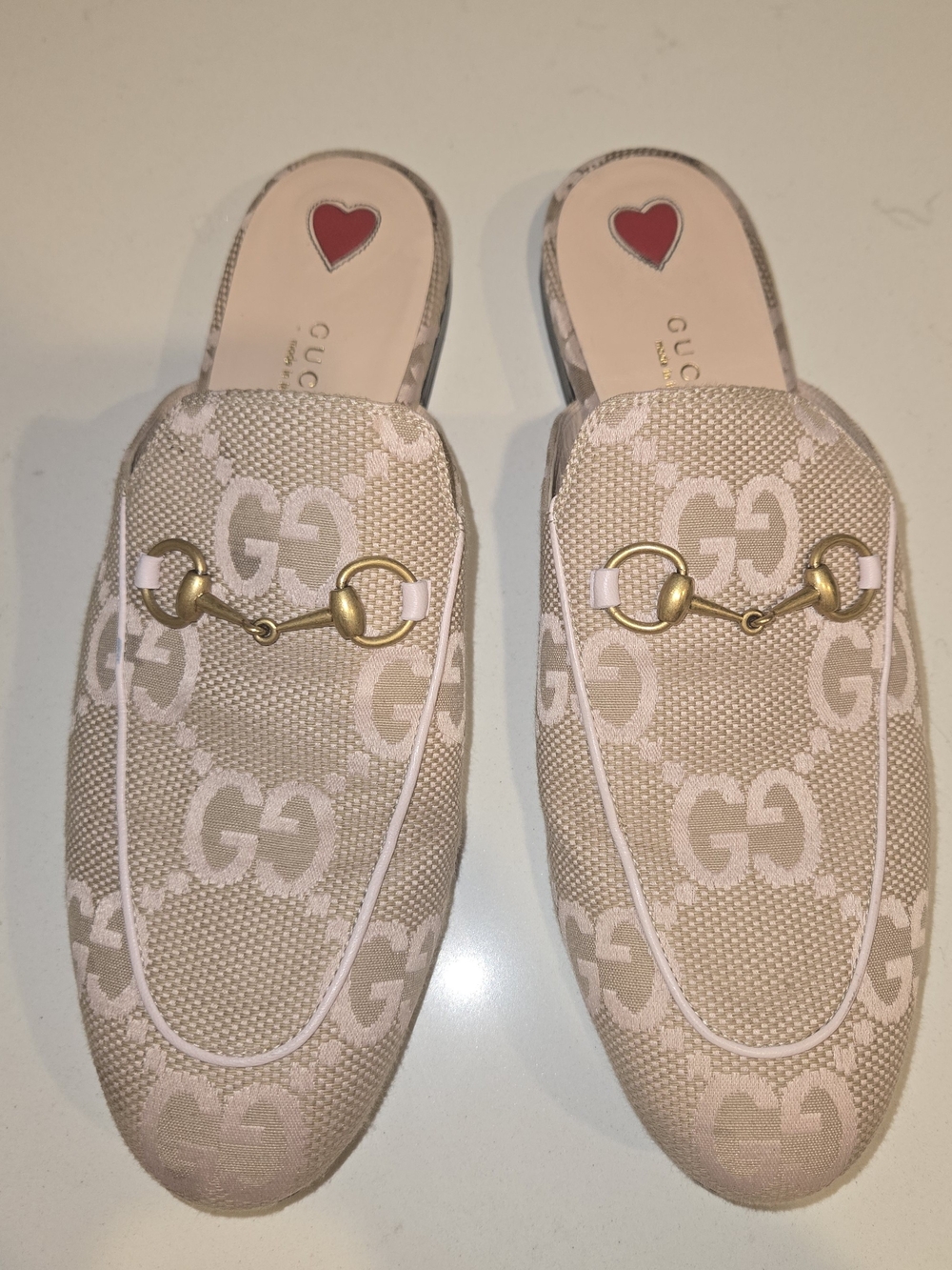 Gucci Princetown Pink GG Canvas Horsebit Mules Size 40